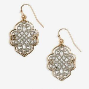 Bancroft Cazzette Framed Filigree Earrings Mixed Metal EUC